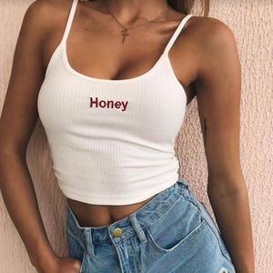 White honey crop top